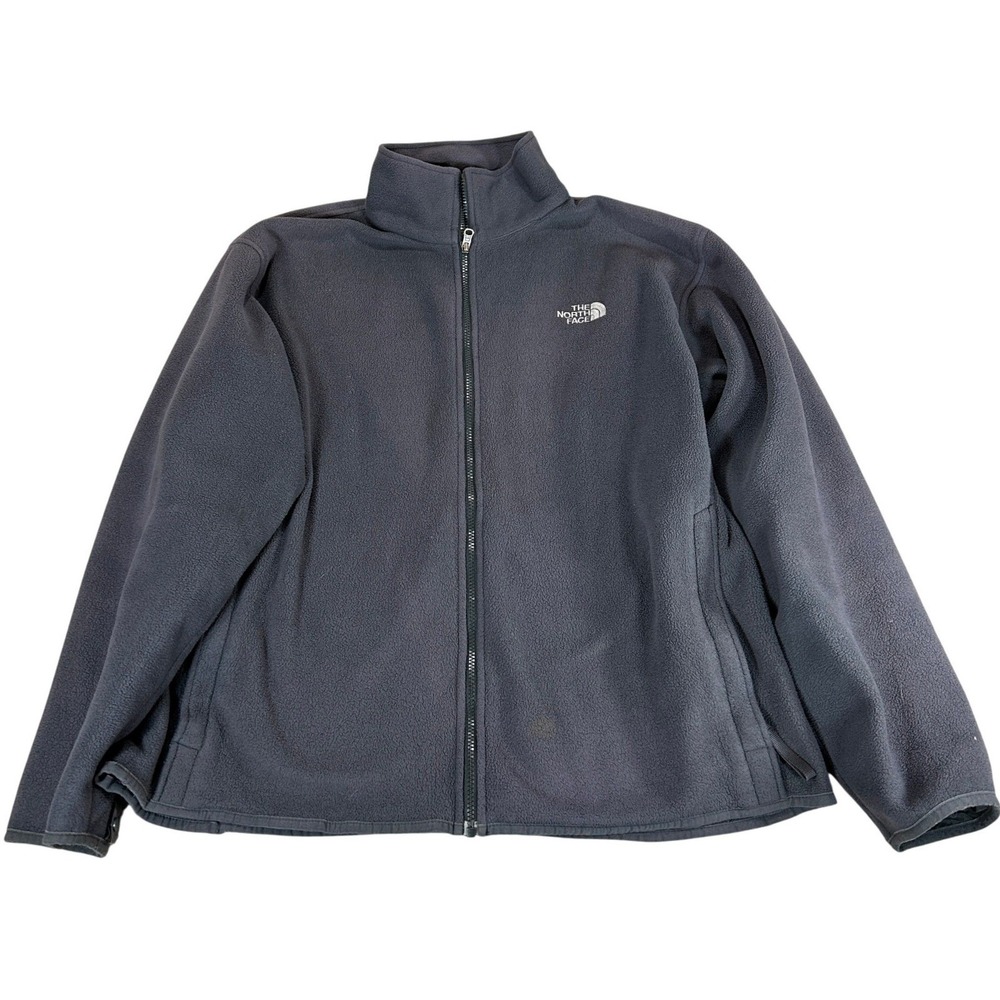 The North Face Mens XL Gray Full Zip Fleece Jacket Mock Neck TKA 100 5134